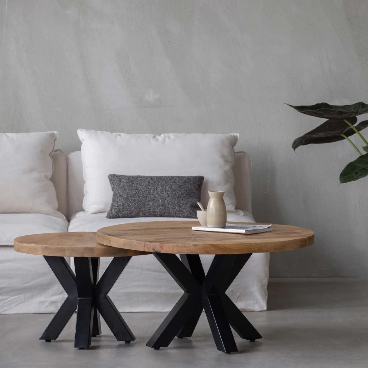 Mangohouten ronde salontafels | Mangohoutonline.nl
