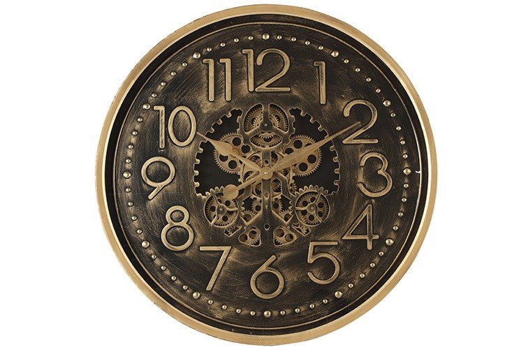 Wandklok Tasma L zwart/goud Ø70cm