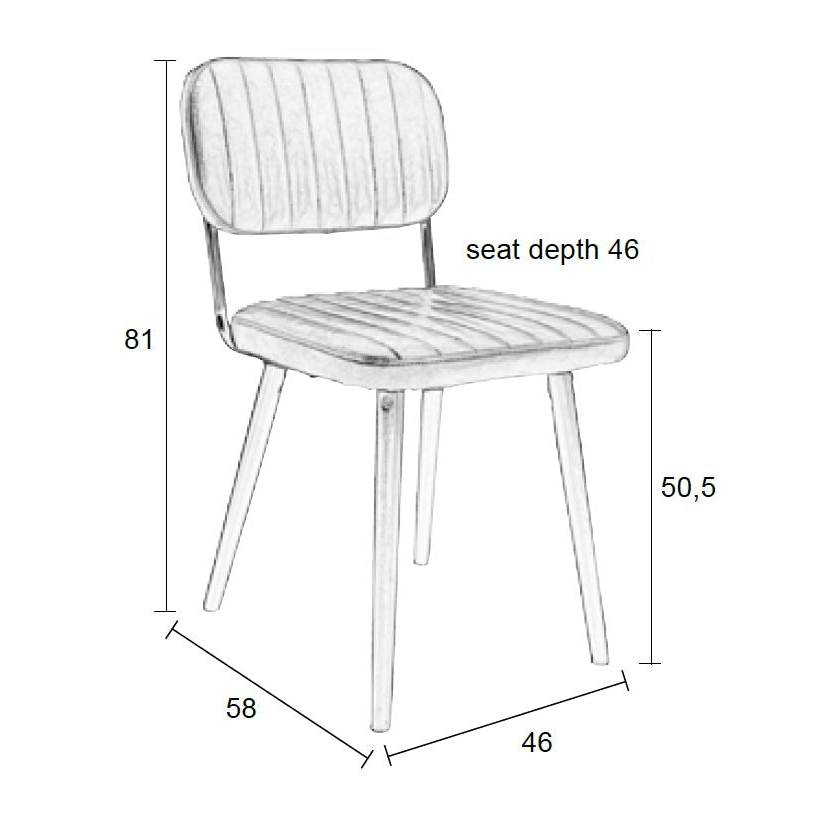 Eetkamerstoel bruin leer met zwart onderstel