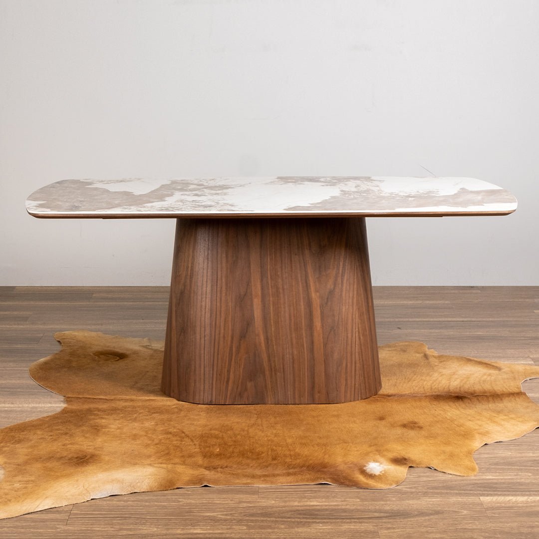 Bruine eettafel woodvineer