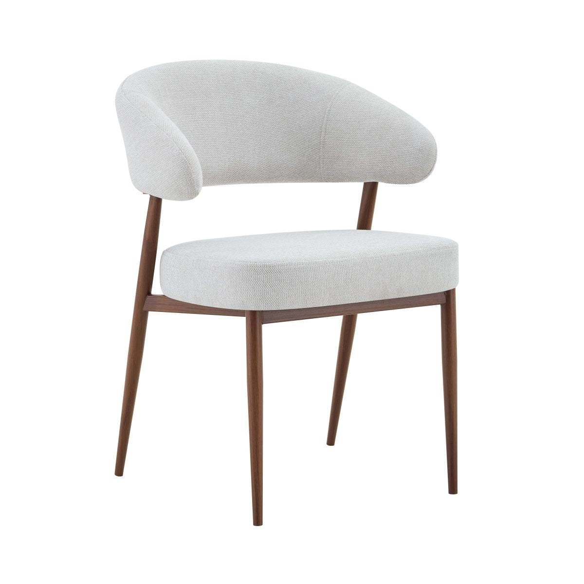 Beige eetkamerstoel met walnoot onderstel