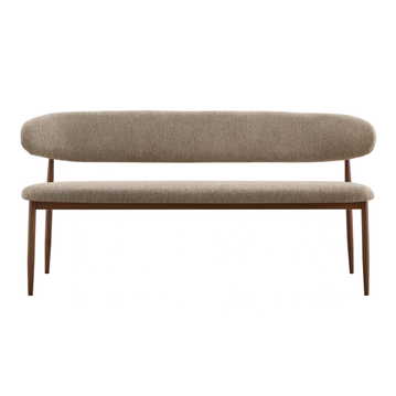 Eetkamerbank Japandi Kio 160 cm Taupe met walnoot onderstel Mahom