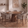 Mangohouten Eettafel Nova Rond 130 cm Donkerbruin Mahom