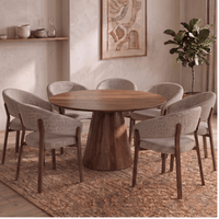 Mangohouten Eettafel Nova Rond 130 cm Donkerbruin Mahom