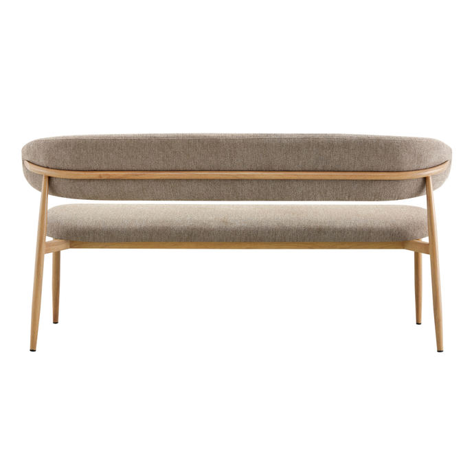 Eetkamerbank Japandi Kio 160 cm Taupe met eik onderstel Mahom