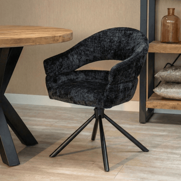 Zwarte eetkamerstoel met zwart onderstel