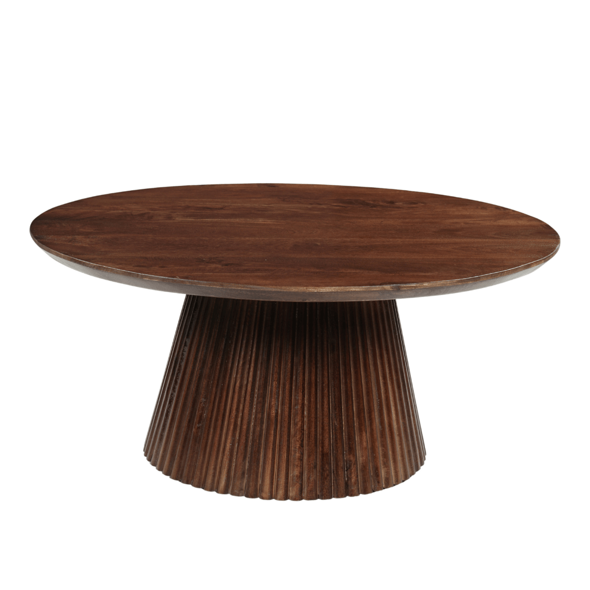 Donkerbruine ronde salontafel van mangohout
