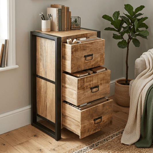 Mangohouten Dressoir Britt 55 cm 3 lades Mahom