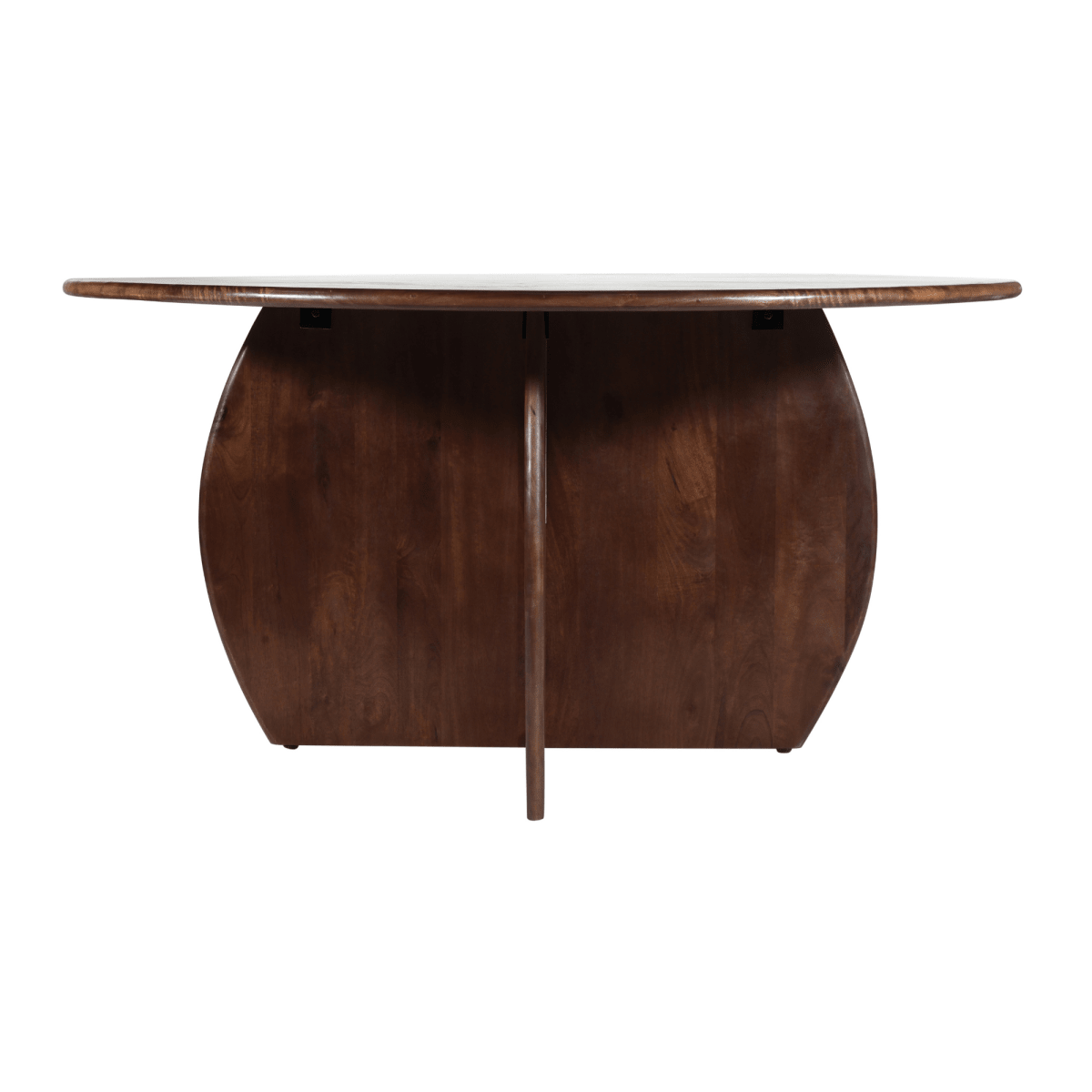 Donkerbruine ronde eettafel van mangohout