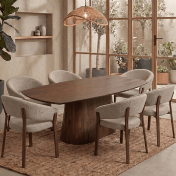 Mangohouten Eettafel Nova Deens Ovaal Donkerbruin 210×100 cm Mahom