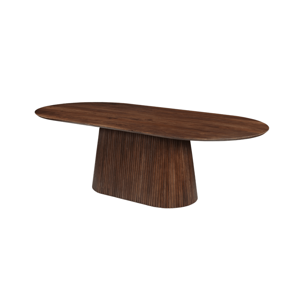 Donkerbruine ovale eettafel van mangohout