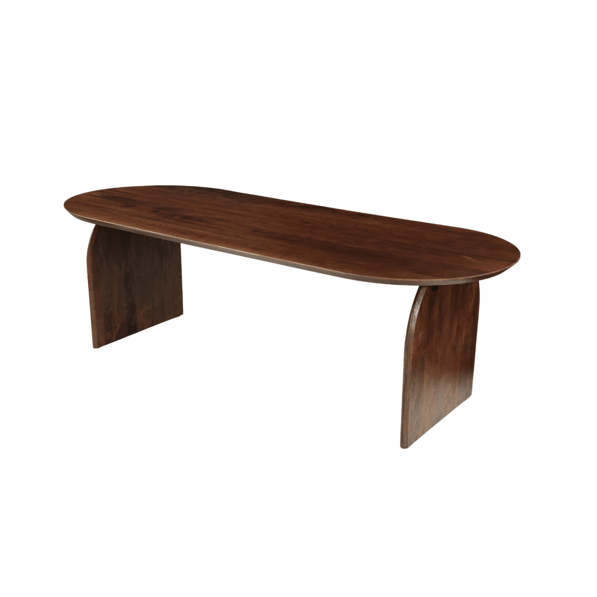 Donkerbruine ovale eettafel van mangohout