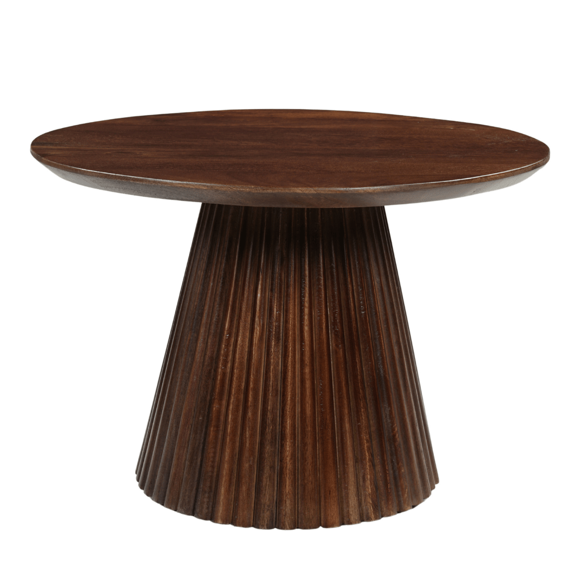 Donkerbruine ronde salontafel van mangohout