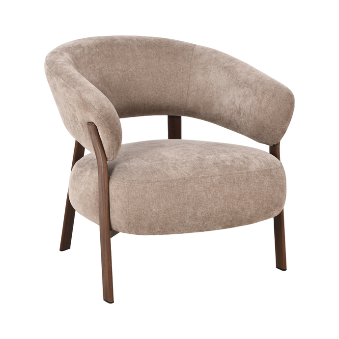 Fauteuil Japandi Nobu Taupe met walnoot onderstel Mahom