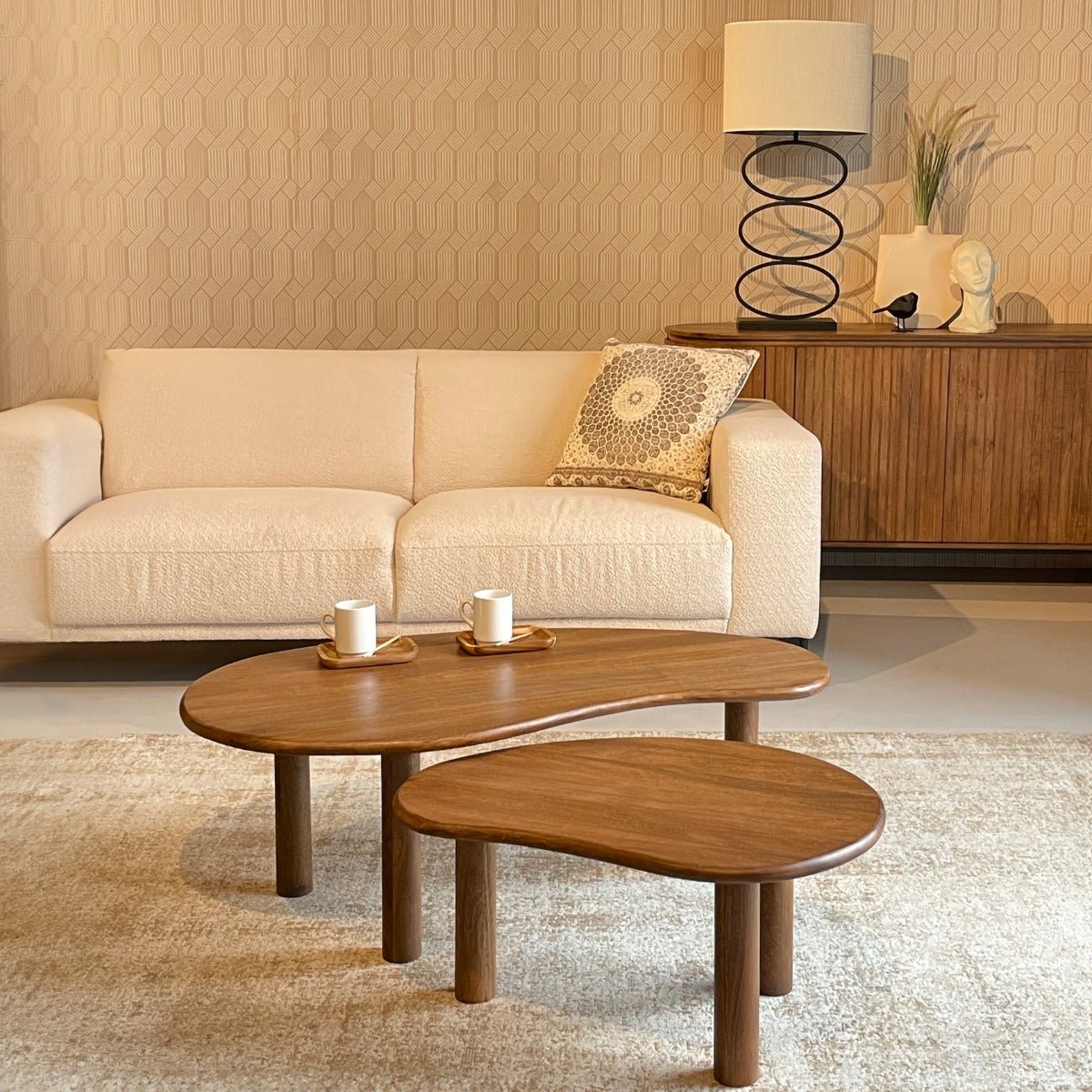 Mangohouten salontafel set bruin