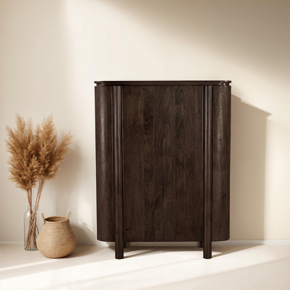 Wandkast hardhout donkerbruin 150cm