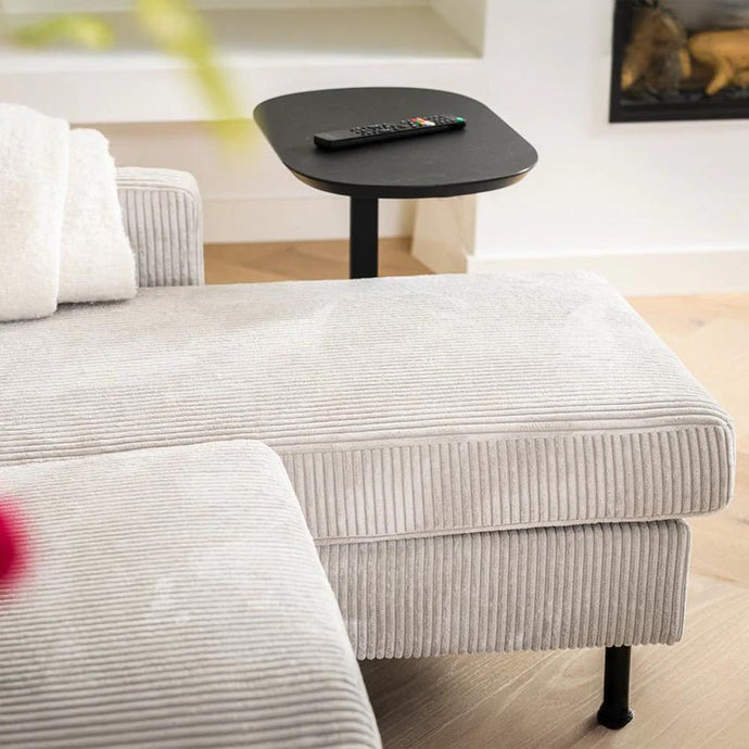 Bank Valente 3-zits L+R Ribstof Naturel