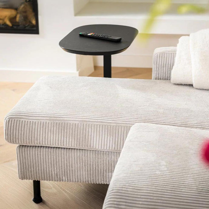 Bank Valente 3-zits L+R Ribstof Naturel