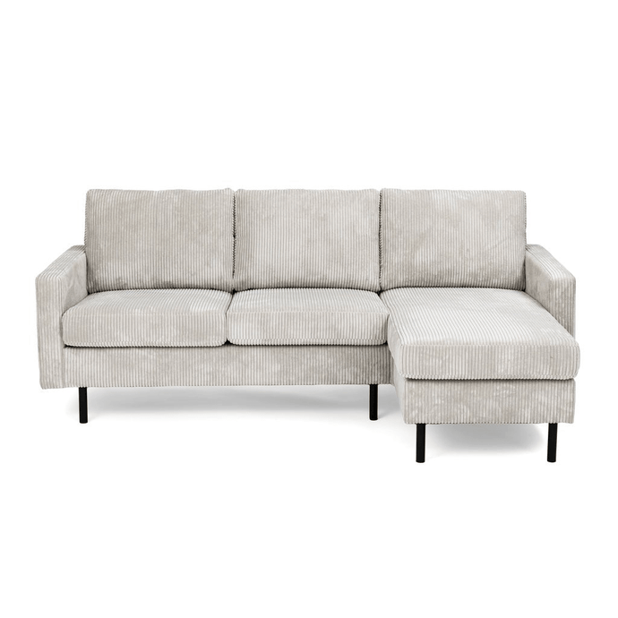 Bank Valente 3-zits L+R Ribstof Naturel