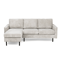Bank Valente 3-zits L+R Ribstof Naturel