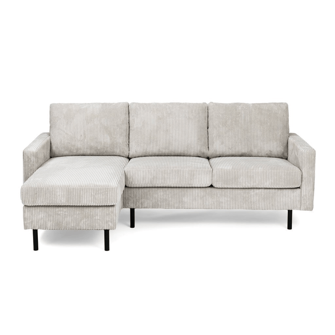 Bank Valente 3-zits L+R Ribstof Naturel