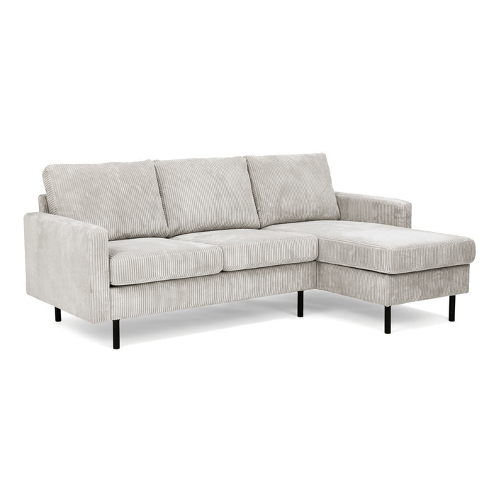 Bank Valente 3-zits L+R Ribstof Naturel