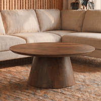 Mangohouten Salontafel Nova Rond 80 cm Donkerbruin Mahom