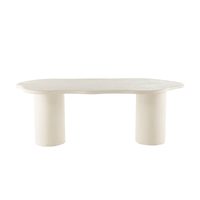 Eettafel Organisch Savannah Microcement Cilinderpoot 210 cm Wit Mahom