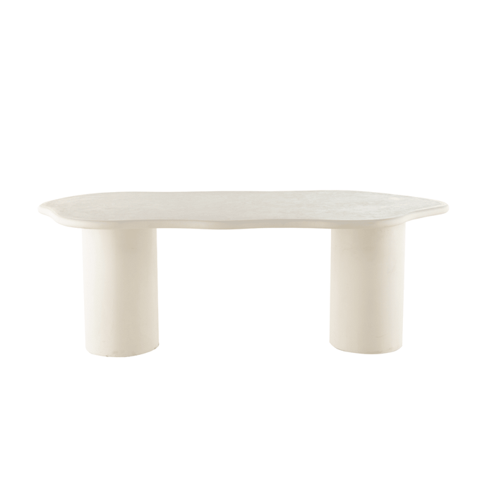Eettafel Organisch Savannah Microcement Cilinderpoot 210 cm Wit Mahom