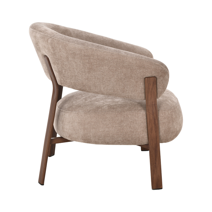 Fauteuil Japandi Nobu Taupe met walnoot onderstel Mahom