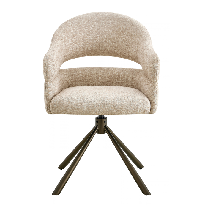 Eetkamerstoel Colmar Beige met Brons onderstel Mahom
