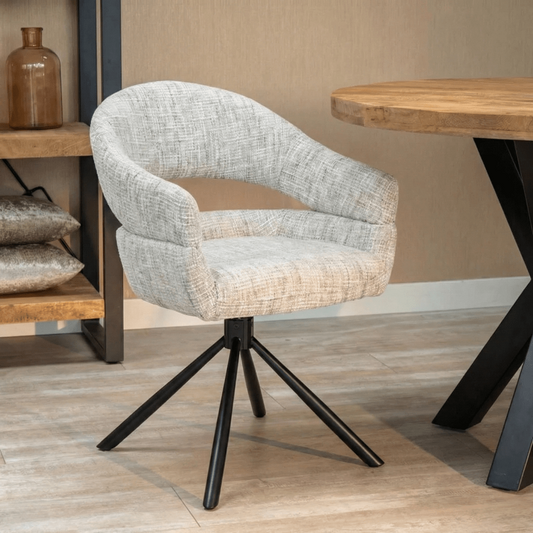 Eetkamerstoel Chinon Lichtgrijs met zwart onderstel Mahom