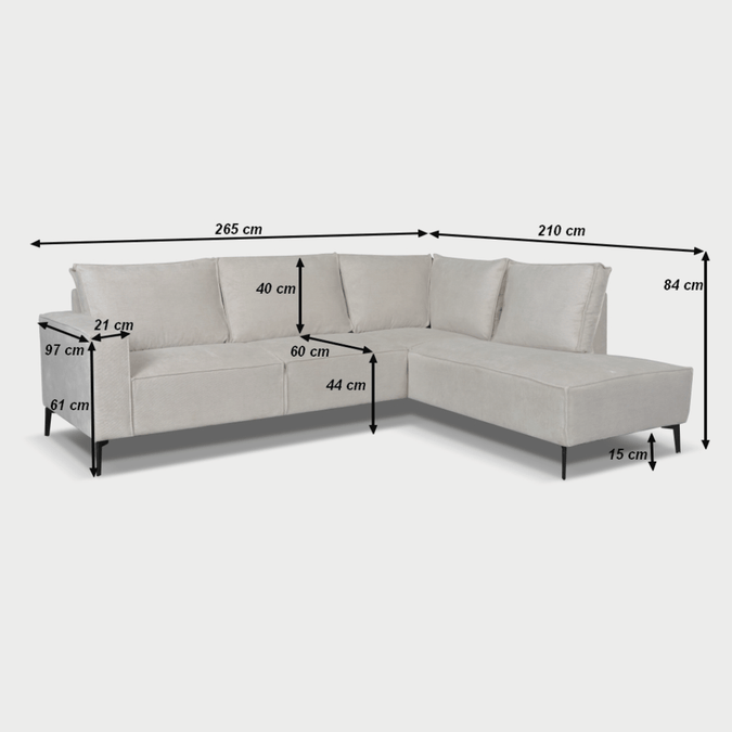 4 persoons hoekbank donkergrijs hoek links