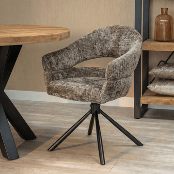 Taupe eetkamerstoel met zwart onderstel