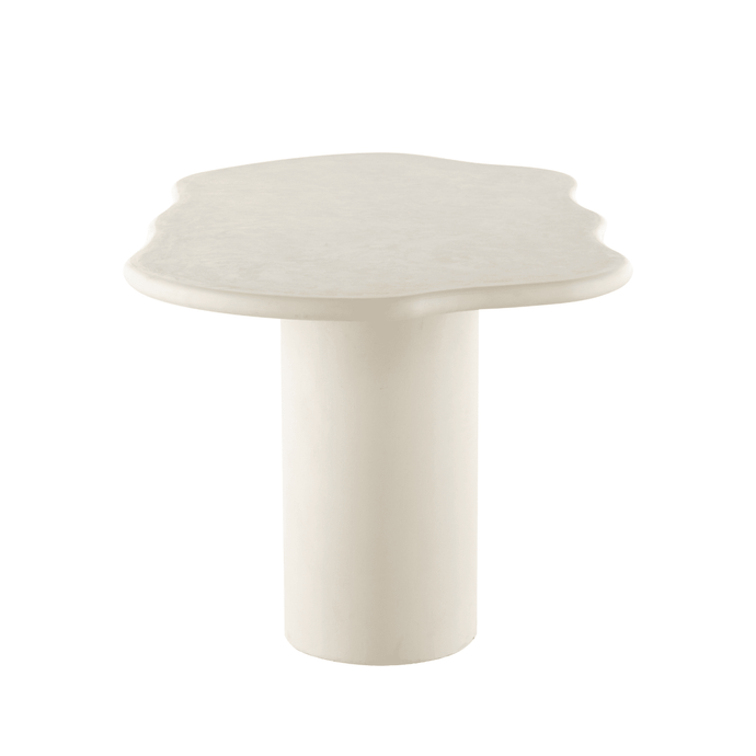 Eettafel Organisch Savannah Microcement Cilinderpoot 210 cm Wit Mahom