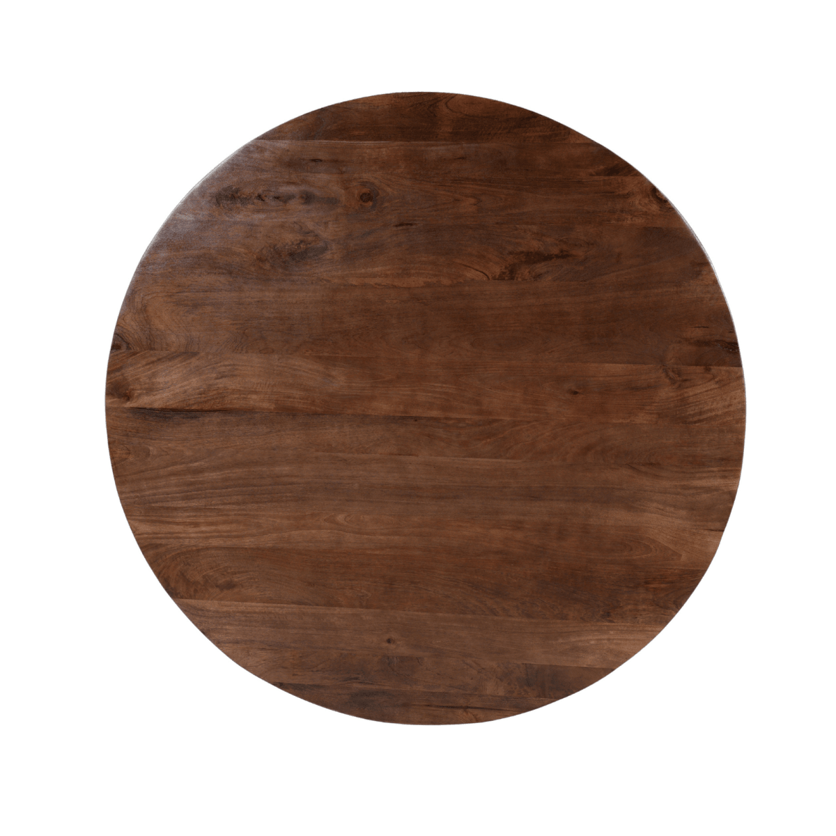 Donkerbruine ronde eettafel van mangohout
