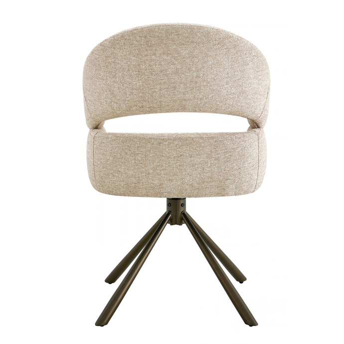 Eetkamerstoel Colmar Beige met Brons onderstel Mahom