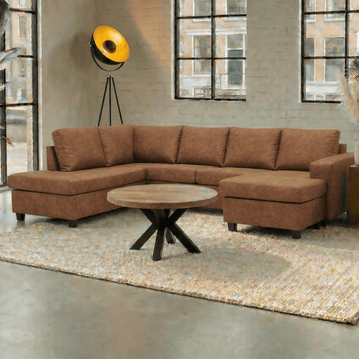 Hoekbank Santiago 4-zits U-opstelling Links Cognac Mahom