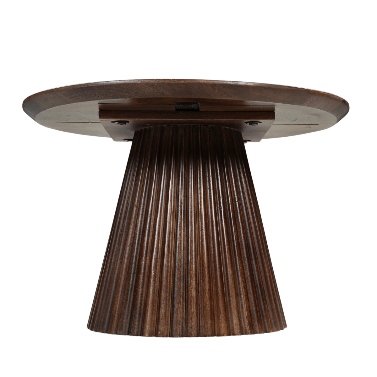 Donkerbruine ronde salontafel van mangohout