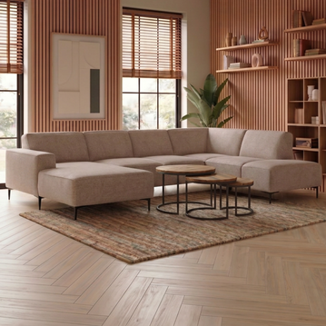 Hoekbank Madrid 5-zits U-opstelling Rechts Beige Mahom