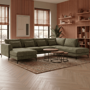 Hoekbank Willow 5-zits U-opstelling Links Groen Mahom