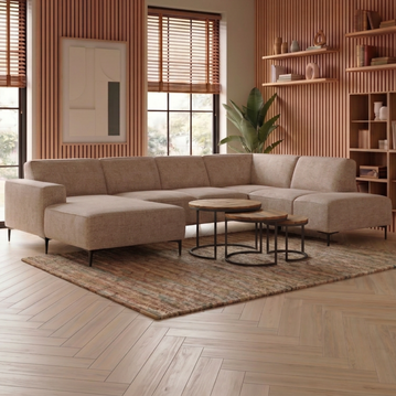 Hoekbank Madrid 5-zits U-opstelling Rechts Stone Mahom