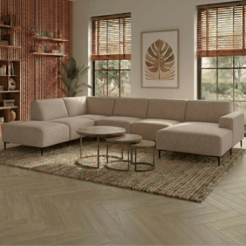 Hoekbank Madrid 5-zits U-opstelling Links Beige Mahom