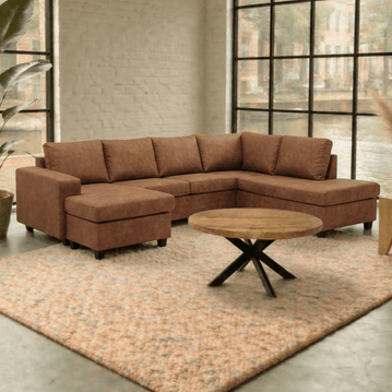 Hoekbank Santiago 4-zits U-opstelling Rechts Cognac Mahom