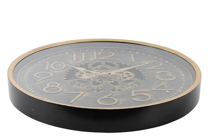 Wandklok Tasma L zwart/goud Ø70cm