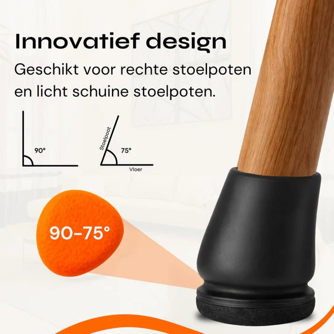 FLOOQ® Pro Stoelpootdoppen Geluidloos & Krasvrij (14–21 mm) 8 stuks