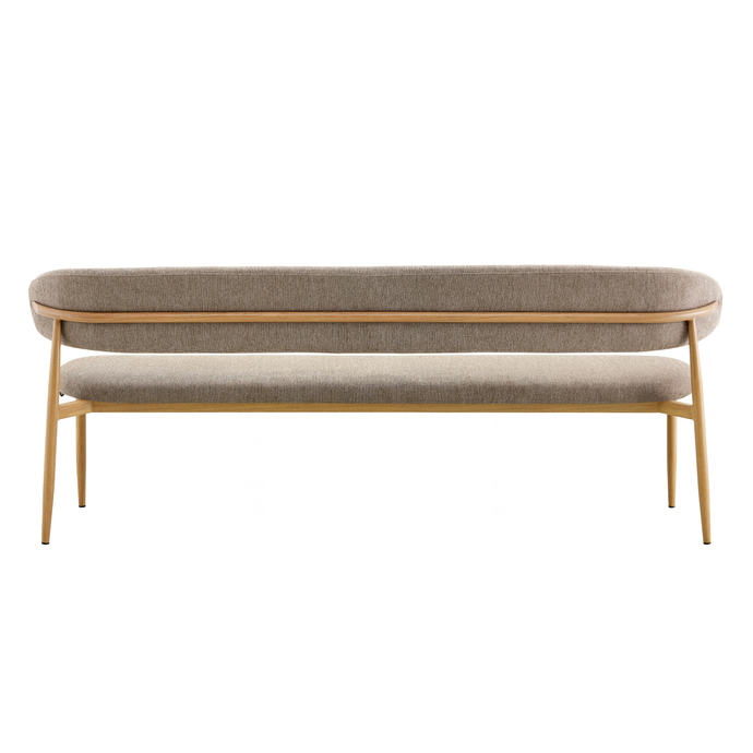 Eetkamerbank Japandi Kio 200 cm Taupe met eik onderstel Mahom