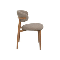 Eetkamerstoel Japandi Taupe met eik onderstel Mahom