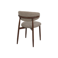 Eetkamerstoel Japandi Taupe met walnoot onderstel Mahom