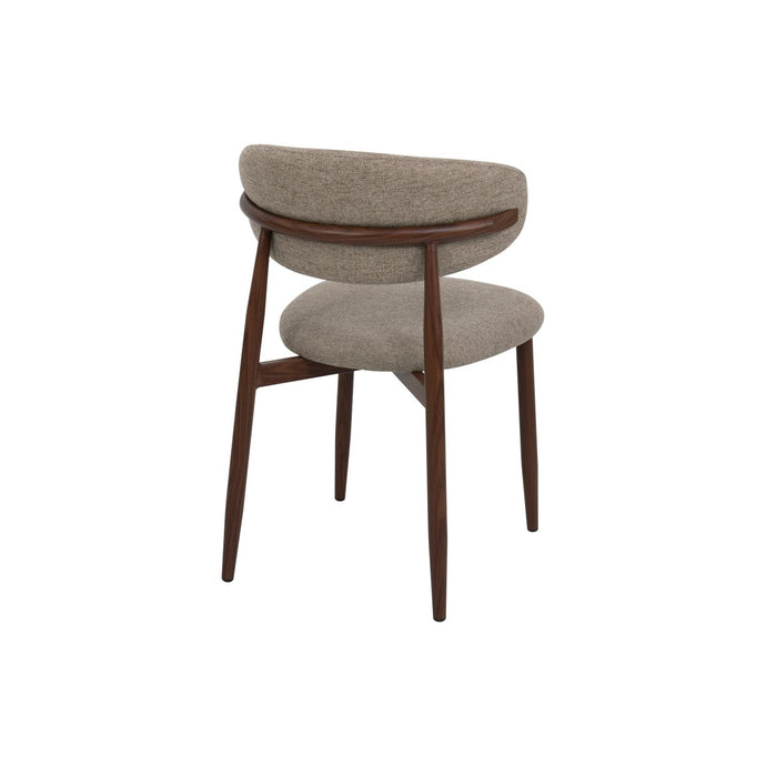 Eetkamerstoel Japandi Taupe met walnoot onderstel Mahom